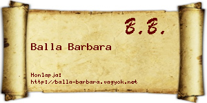 Balla Barbara névjegykártya